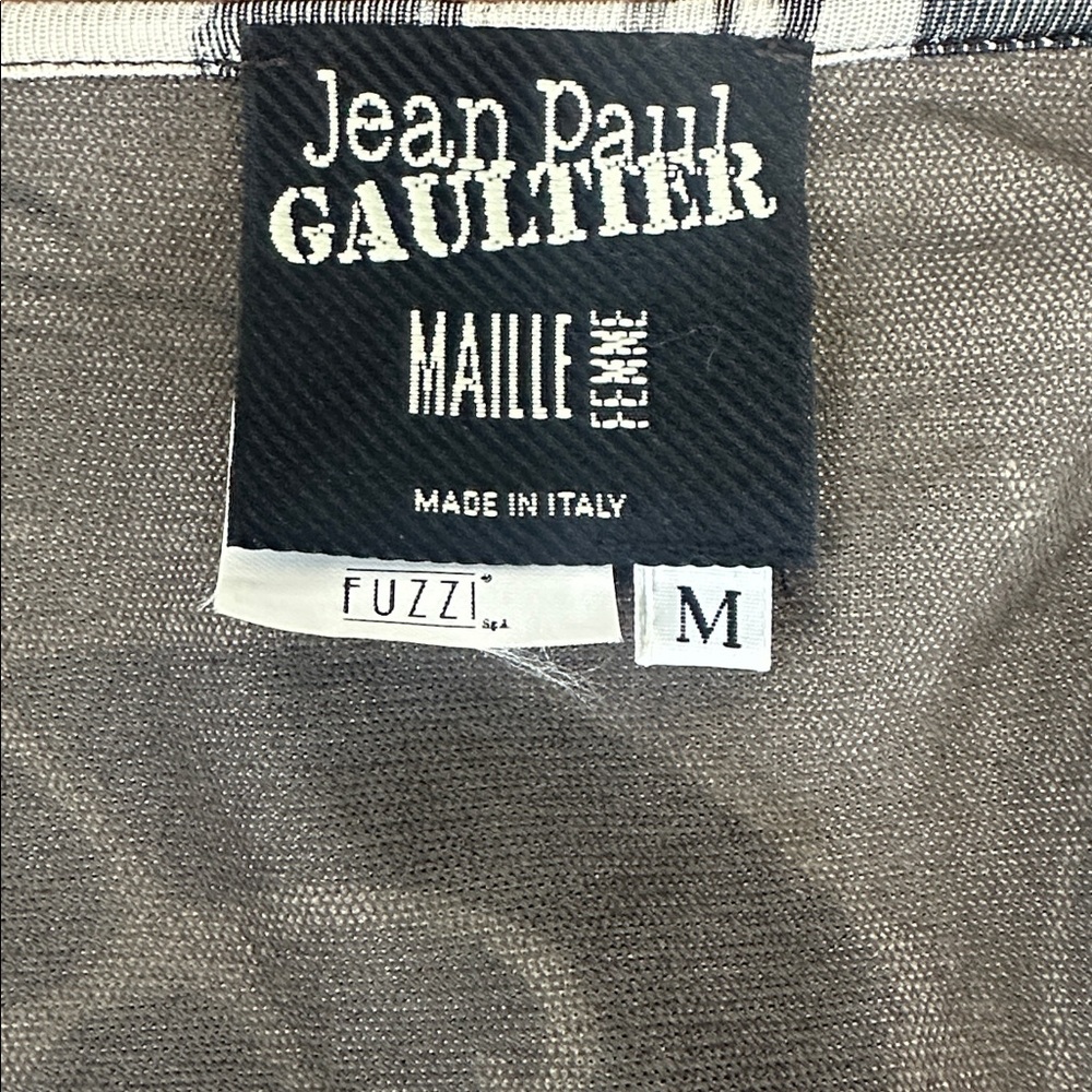 Unique Jean Paul Gaultier top blouse faces black brown white silk blend size M - Picture 5 of 7